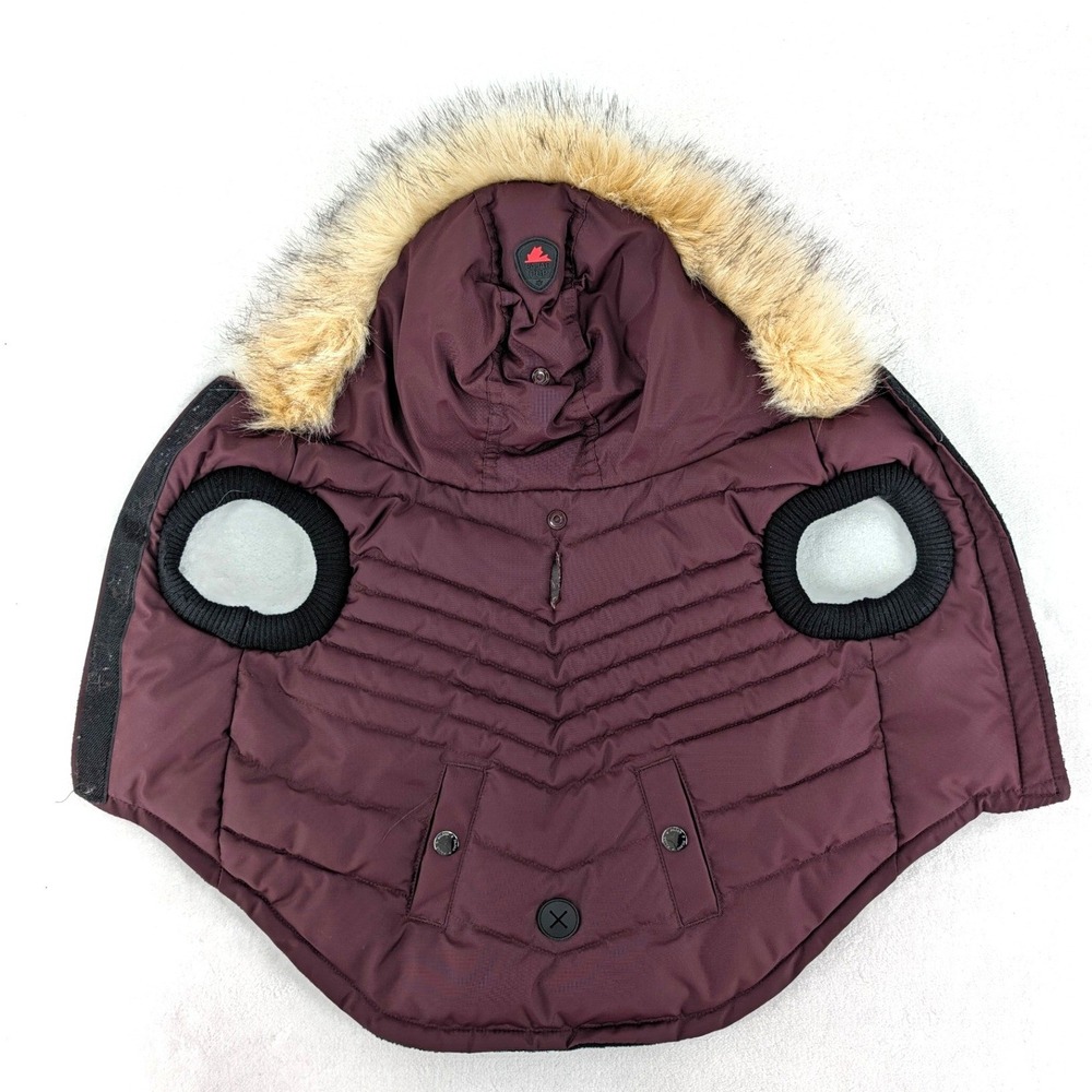 Pajar Pup Dog Toby Parka Quilted Winter Coat Faux Fur Hood Ox Blood Small
